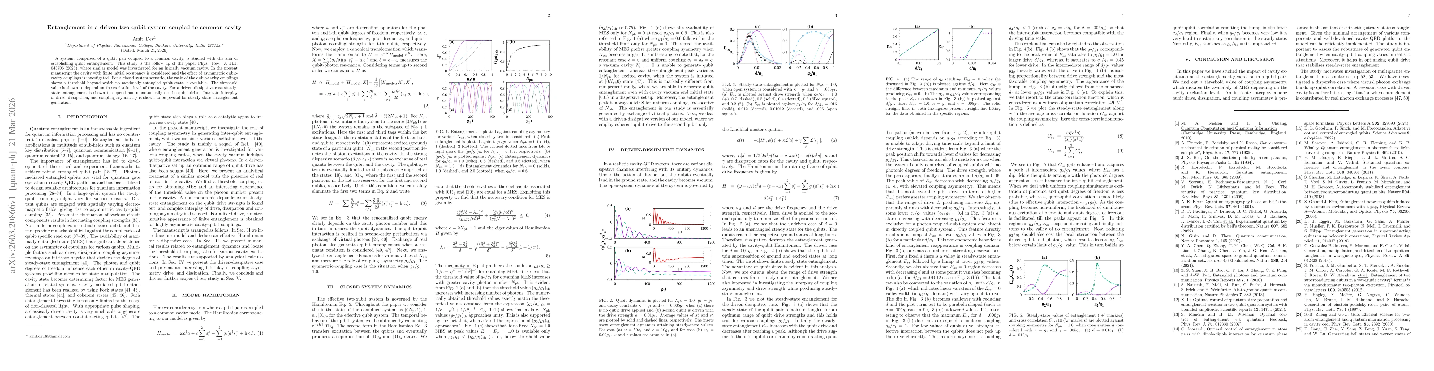 Thumbnail for Entanglement in a driven two-qubit system coupled to common cavity