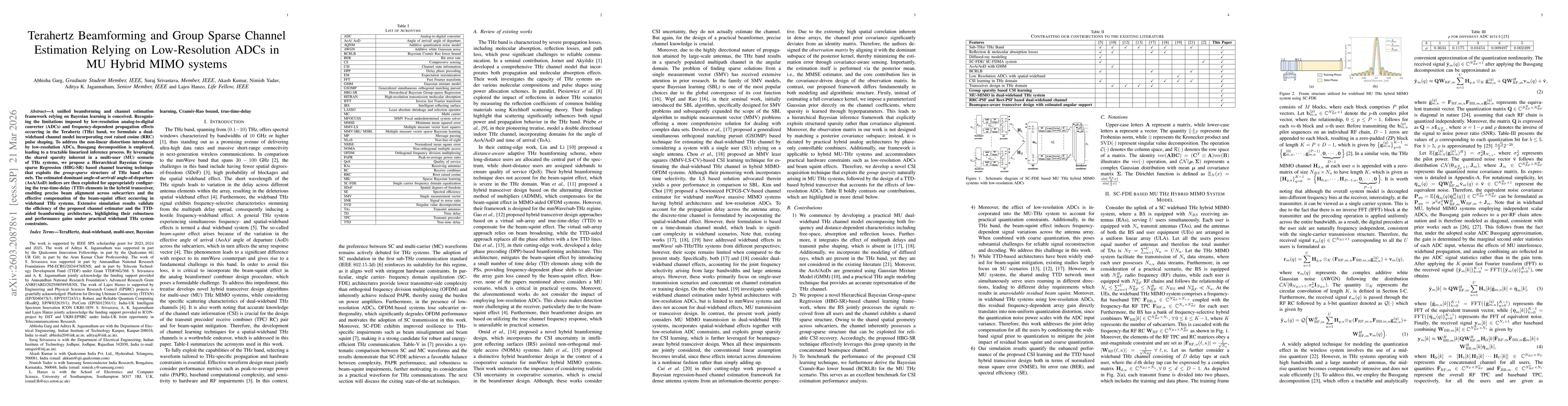 Thumbnail for Terahertz Beamforming and Group Sparse Channel Estimation Relying on Low-Resolution ADCs in MU Hybrid MIMO systems