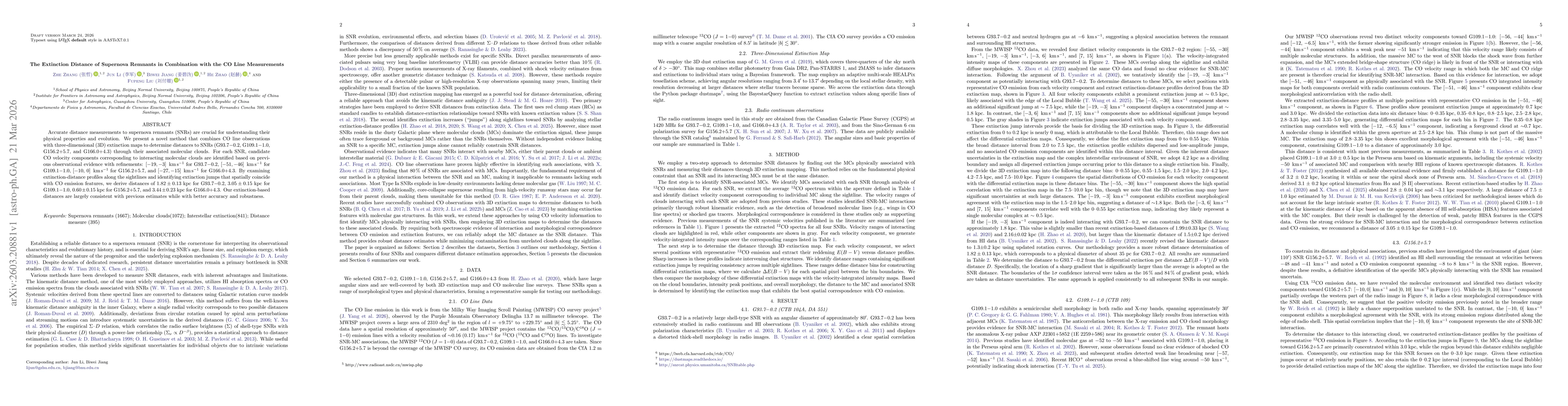 Thumbnail for The Extinction Distance of Supernova Remnants in Combination with the CO Line Measurements