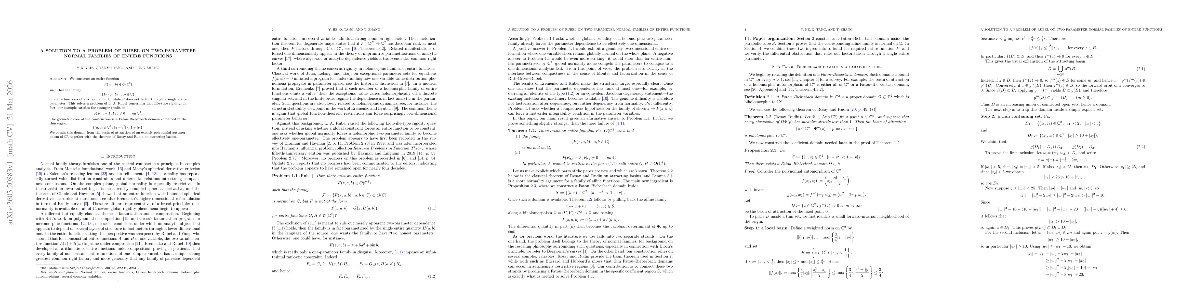 Thumbnail for A Solution to a Problem of Rubel on Two-Parameter Normal Families of Entire Functions
