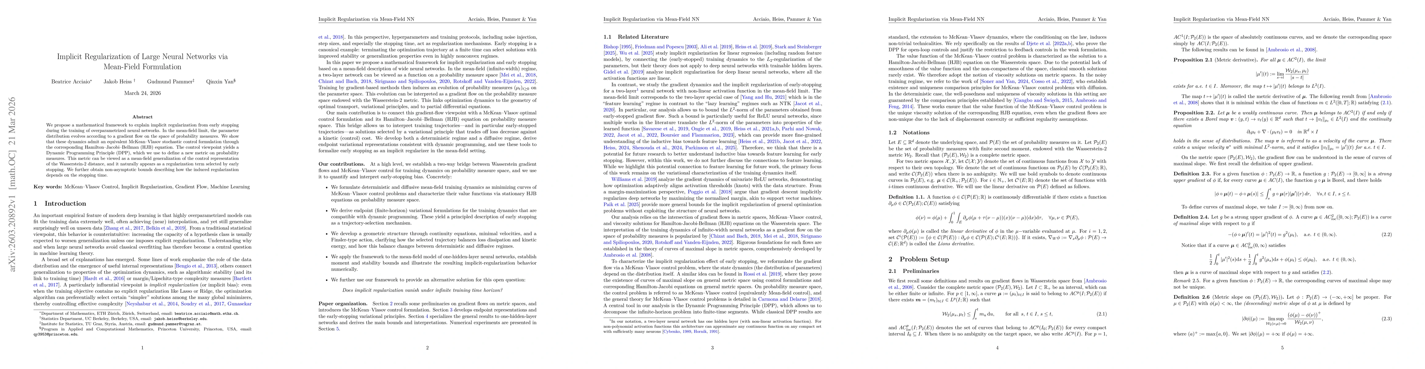 Thumbnail for Implicit Regularization of Large Neural Networks via Mean-Field Formulation