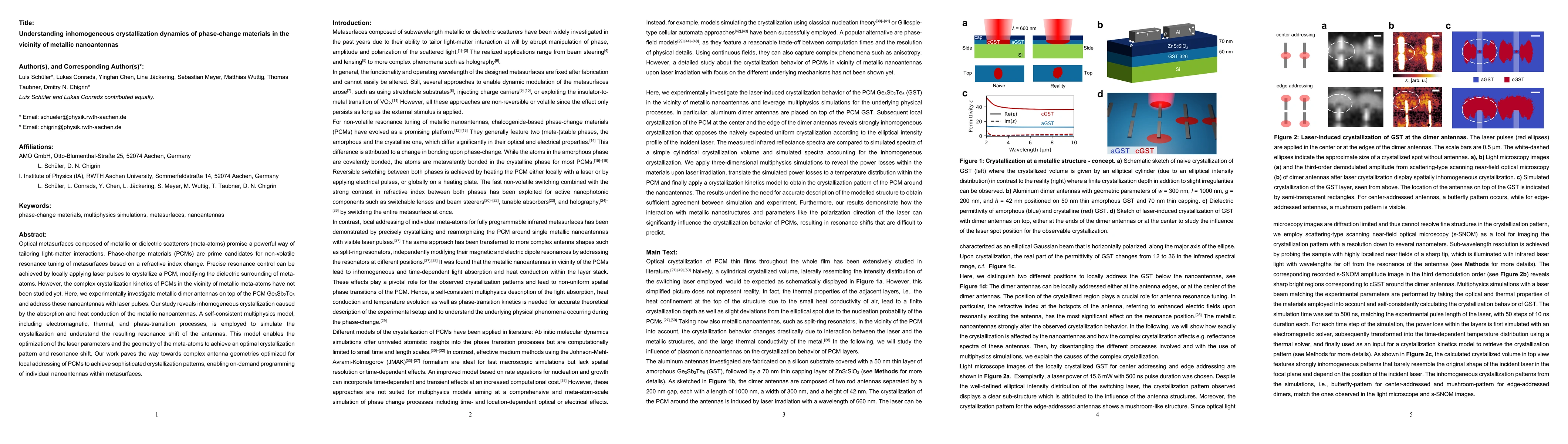 Thumbnail for Understanding inhomogeneous crystallization dynamics of phase-change materials in the vicinity of metallic nanoantennas