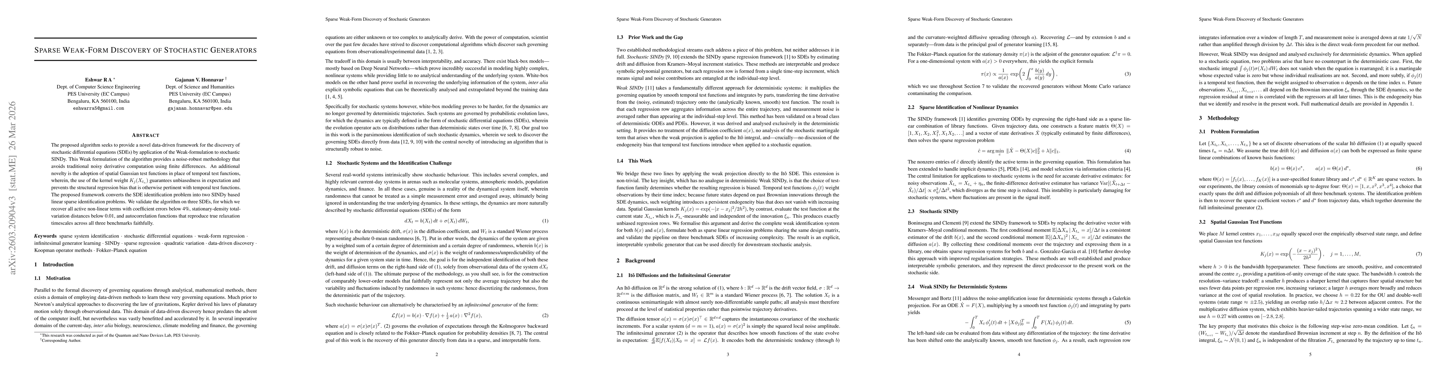 Thumbnail for Sparse Weak-Form Discovery of Stochastic Generators