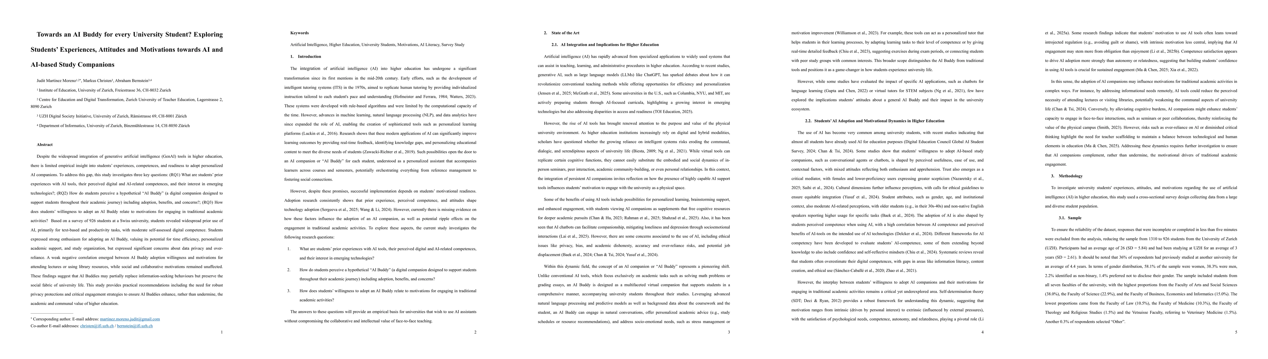 Thumbnail for Towards an AI Buddy for every University Student? Exploring Students' Experiences, Attitudes and Motivations towards AI and AI-based Study Companions