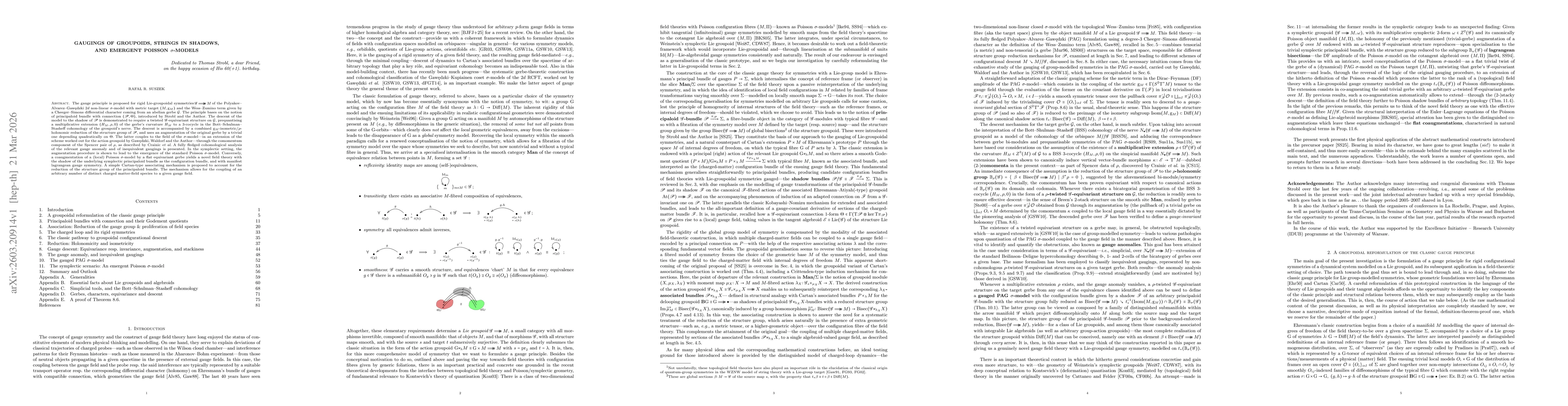 Thumbnail for Gaugings of Groupoids, Strings in Shadows, and Emergent Poisson $σ$-Models