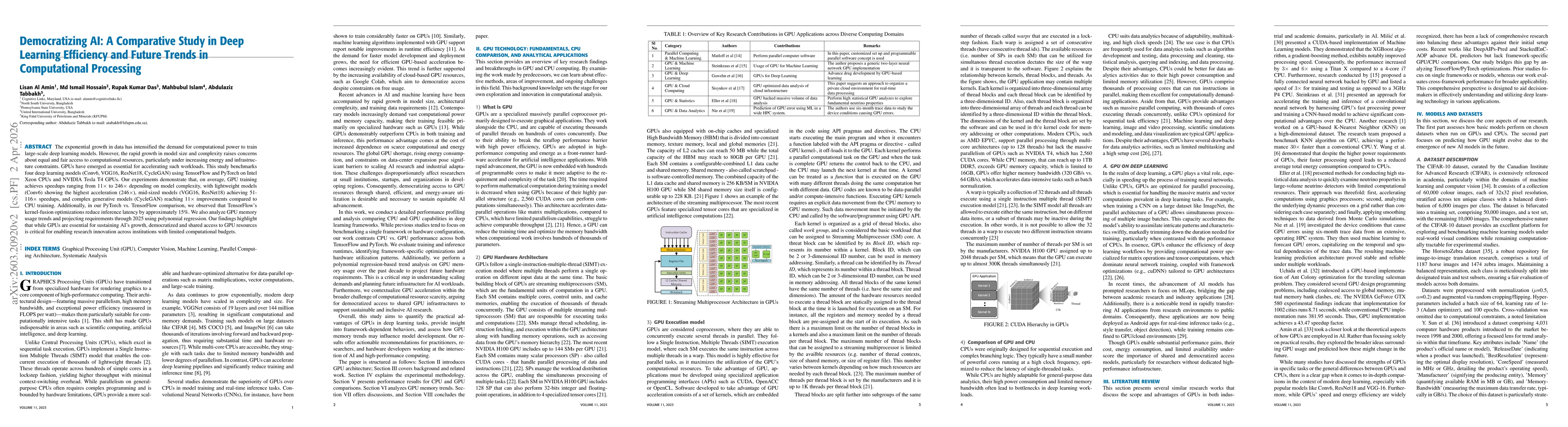 Thumbnail for Democratizing AI: A Comparative Study in Deep Learning Efficiency and Future Trends in Computational Processing