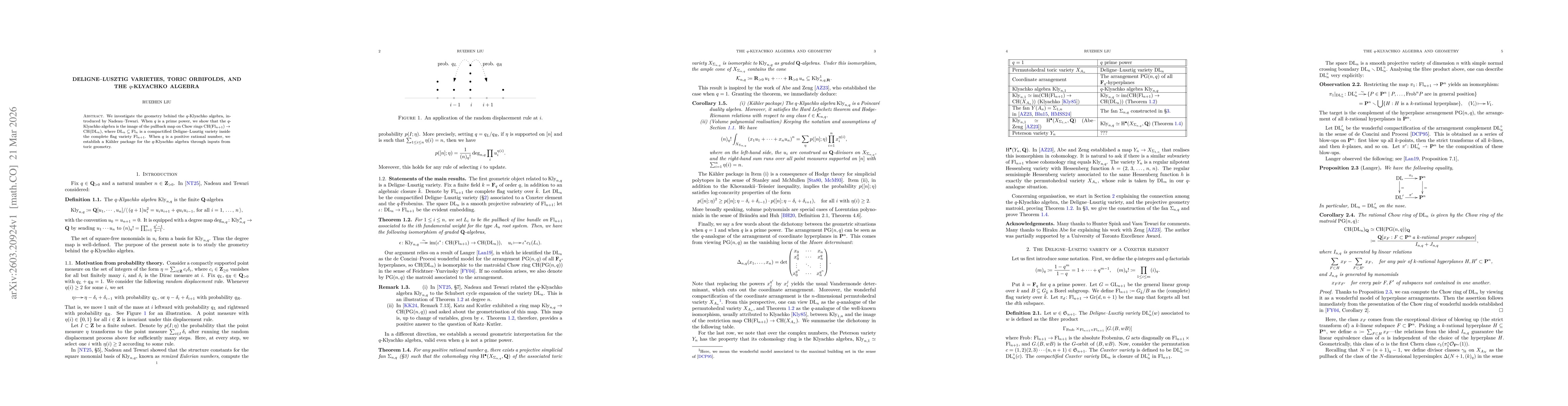 Thumbnail for Deligne--Lusztig varieties, toric orbifolds, and the $q$-Klyachko algebra