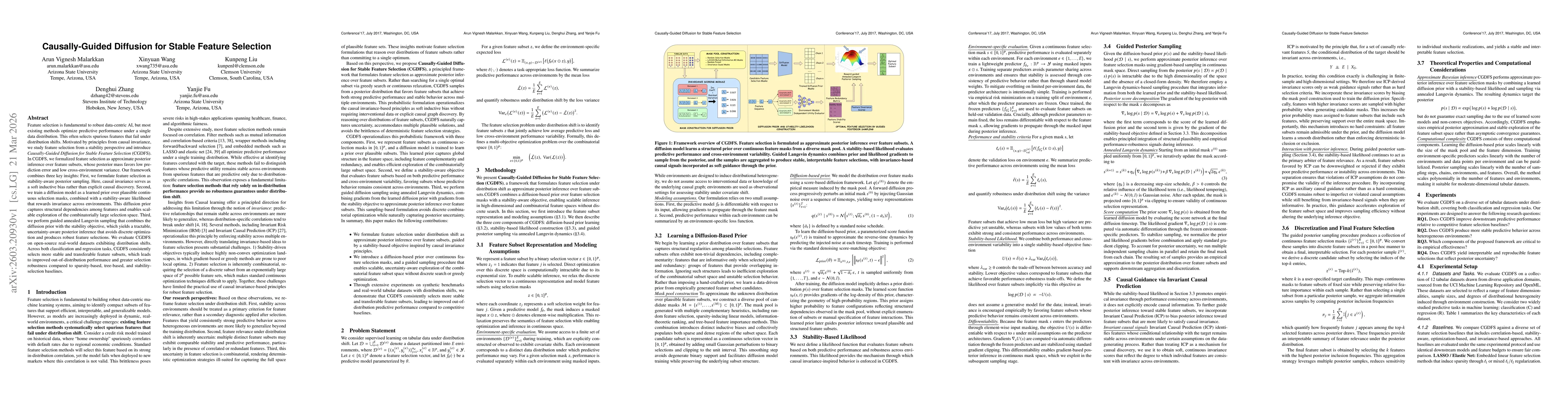 Thumbnail for Causally-Guided Diffusion for Stable Feature Selection