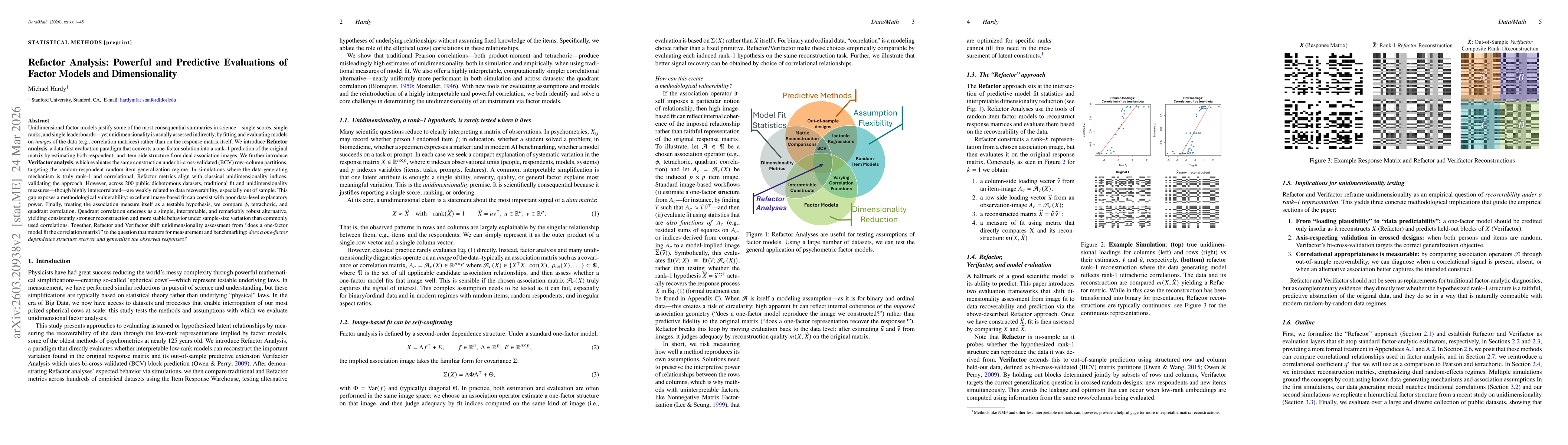 Thumbnail for Refactor Analysis: Predictive Evaluations of Factor Models and Dimensionality