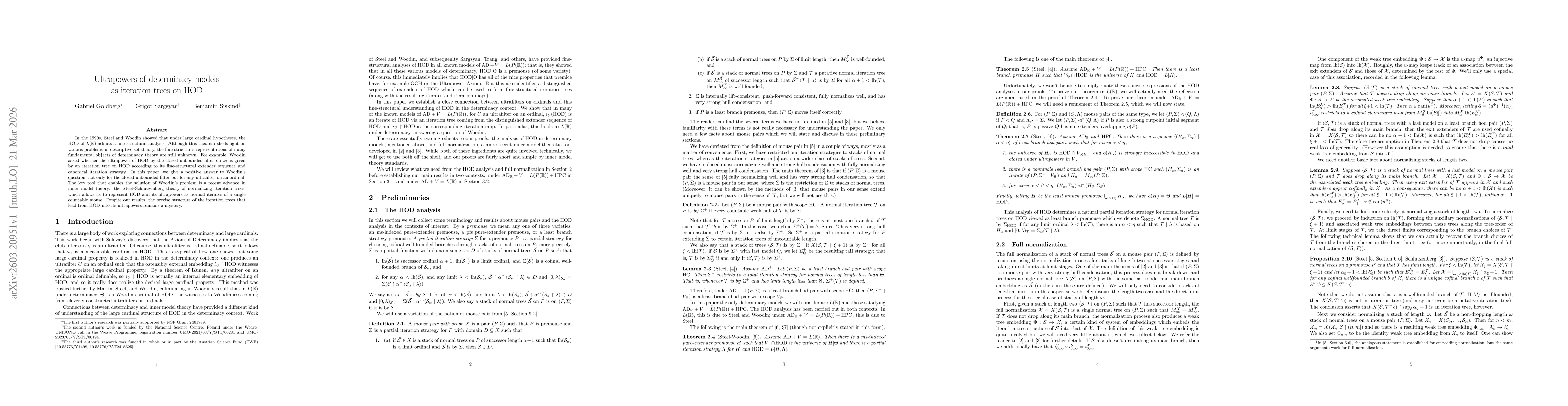 Thumbnail for Ultrapowers of determinacy models as iteration trees on HOD