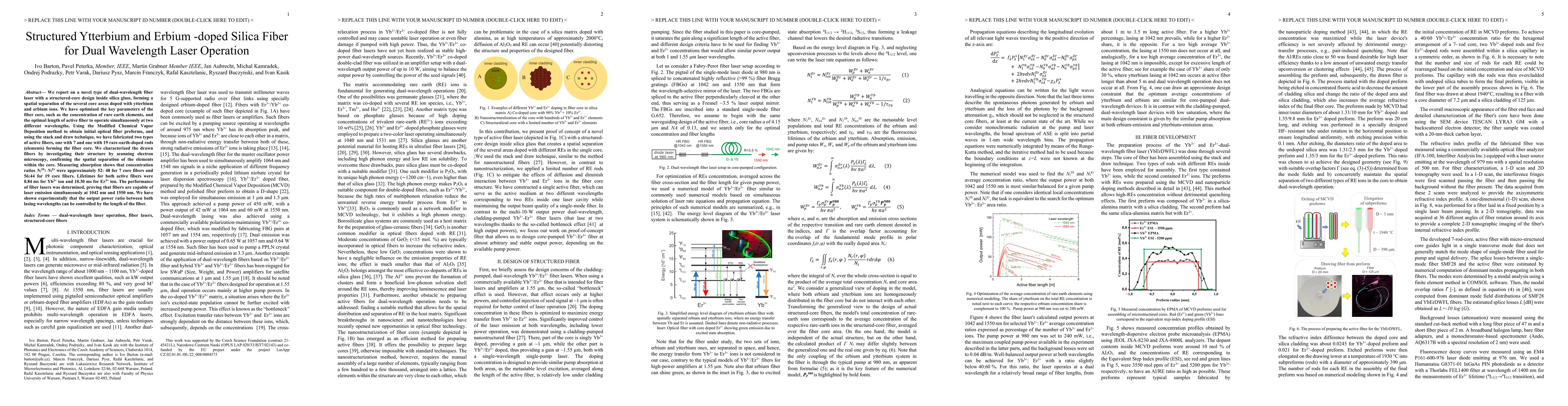 Thumbnail for Structured Ytterbium and Erbium -doped Silica Fiber for Dual Wavelength Laser Operation