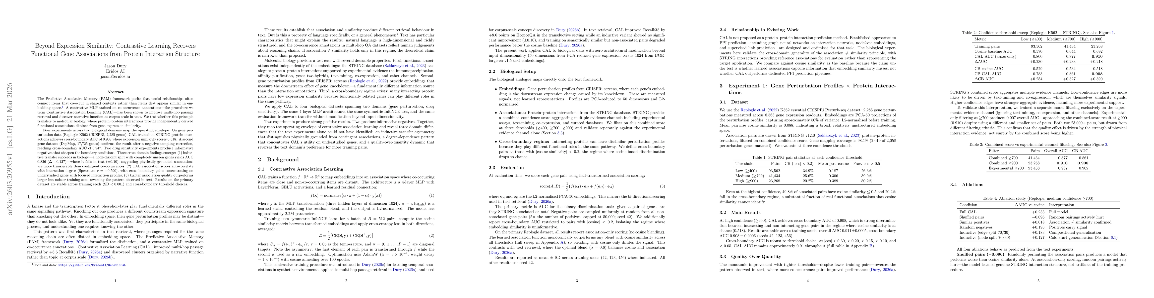 Thumbnail for Beyond Expression Similarity: Contrastive Learning Recovers Functional Gene Associations from Protein Interaction Structure
