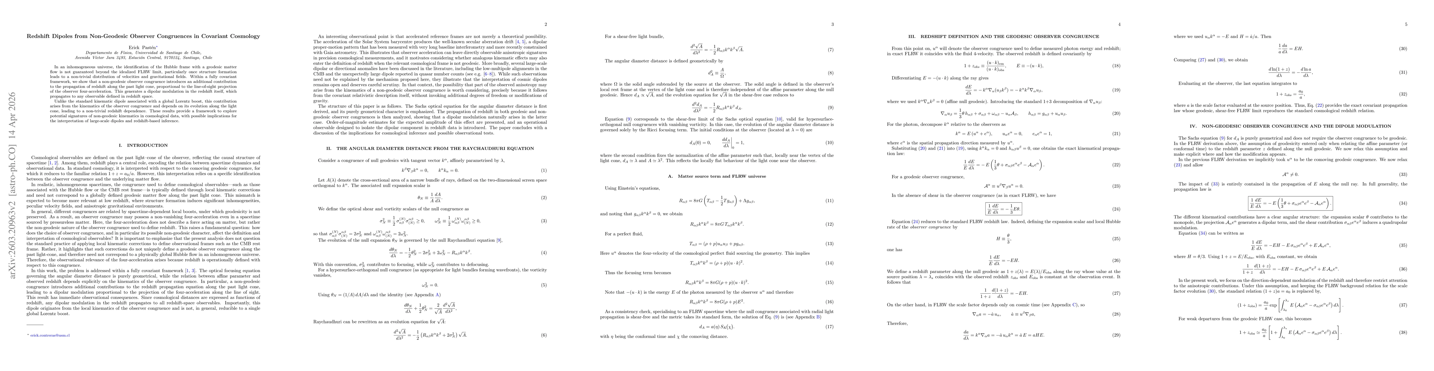 Thumbnail for Redshift Dipoles from Non-Geodesic Observer Congruences in Covariant Cosmology