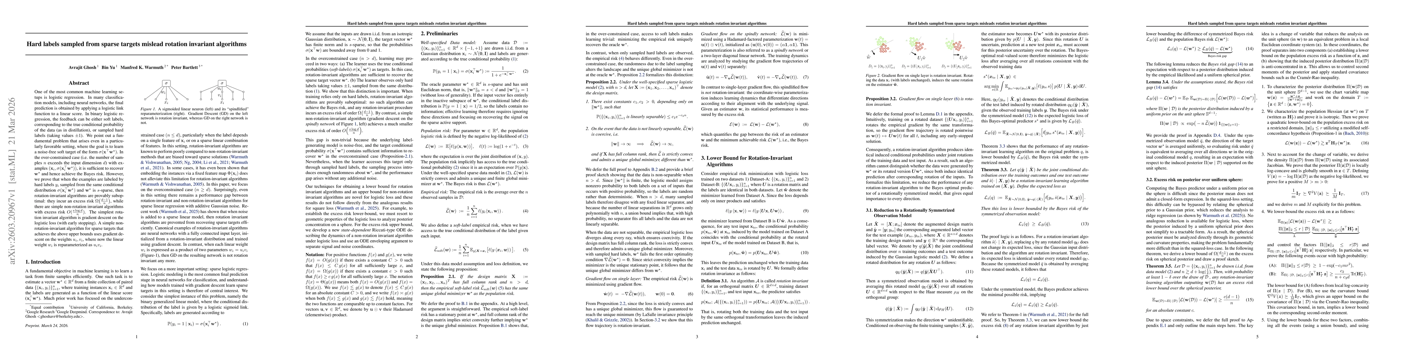 Thumbnail for Hard labels sampled from sparse targets mislead rotation invariant algorithms