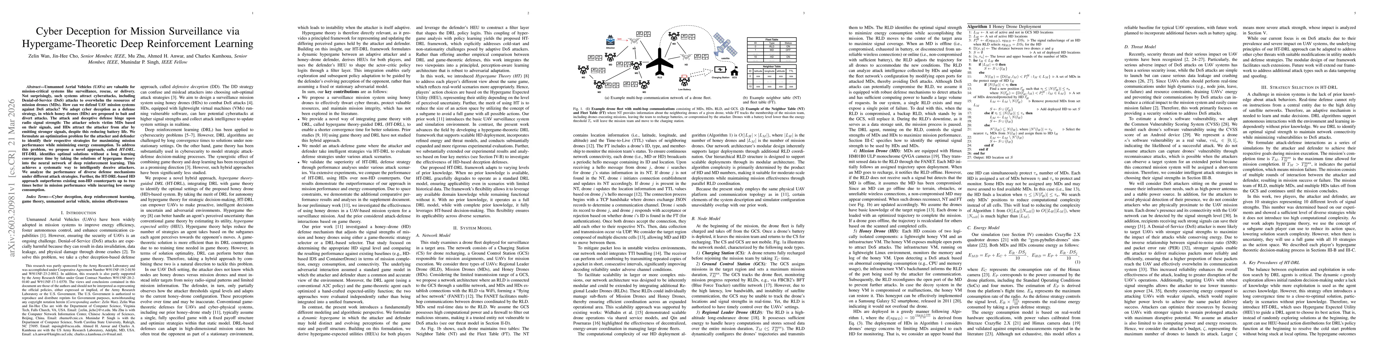 Thumbnail for Cyber Deception for Mission Surveillance via Hypergame-Theoretic Deep Reinforcement Learning
