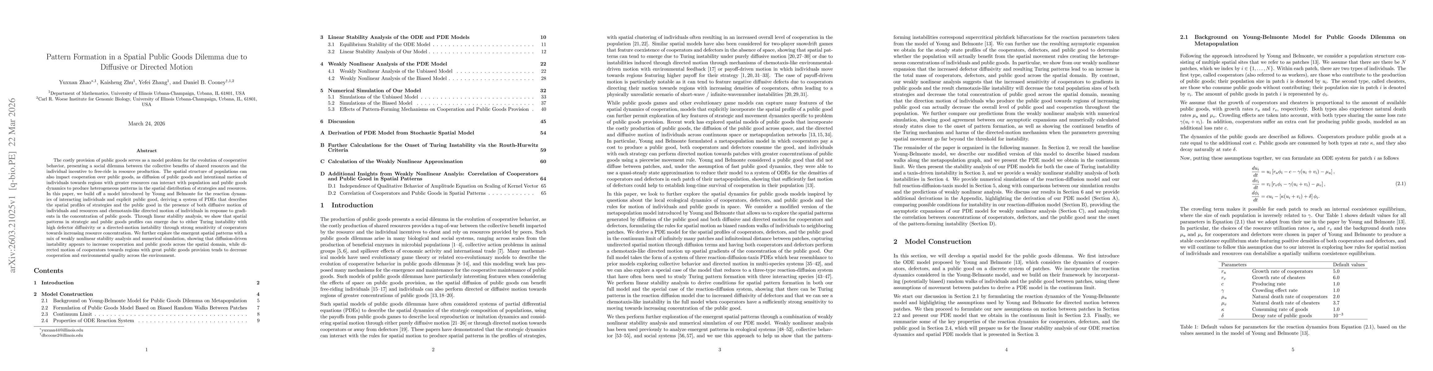 Thumbnail for Pattern Formation in a Spatial Public Goods Dilemma due to Diffusive or Directed Motion