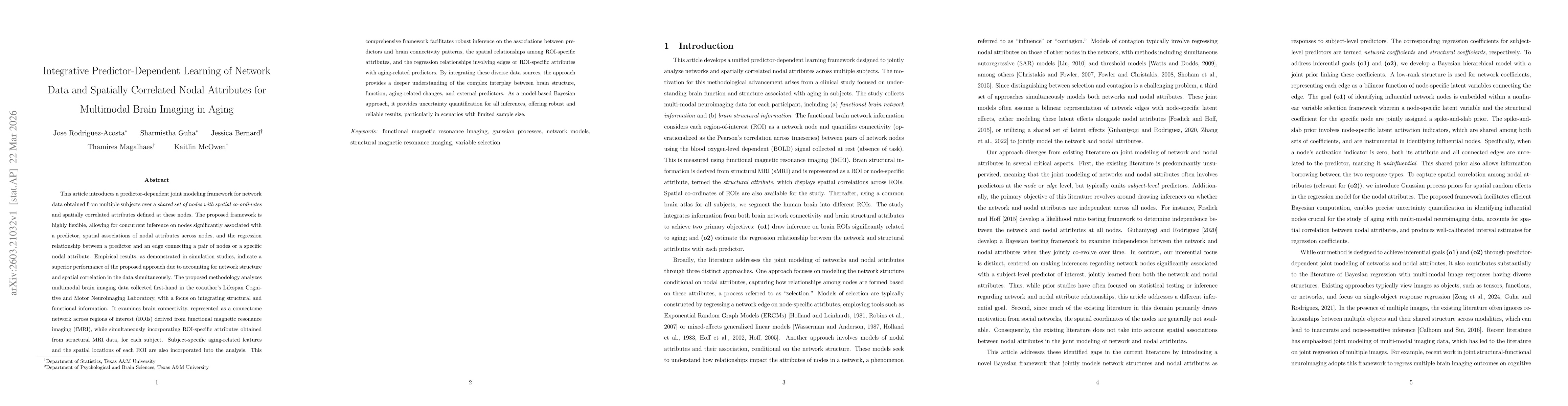 Thumbnail for Integrative Predictor-Dependent Learning of Network Data and Spatially Correlated Nodal Attributes for Multimodal Brain Imaging in Aging
