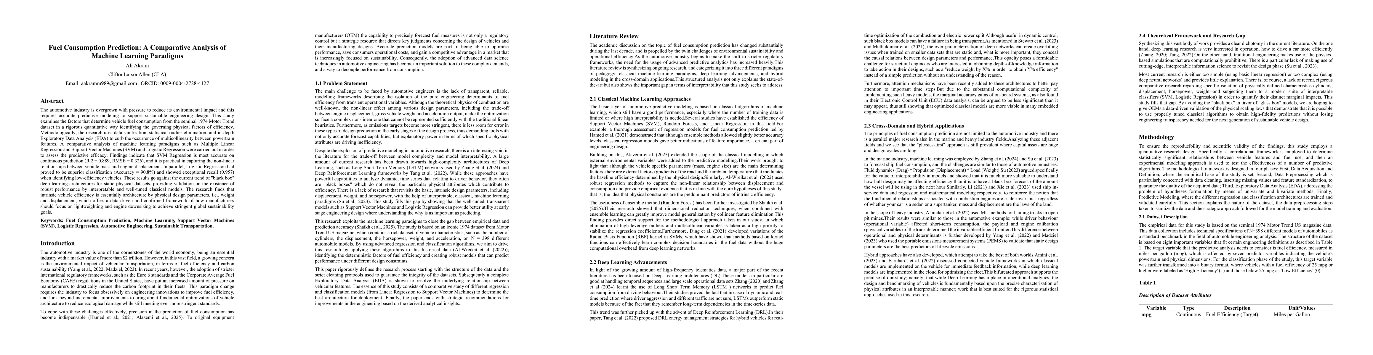 Thumbnail for Fuel Consumption Prediction: A Comparative Analysis of Machine Learning Paradigms