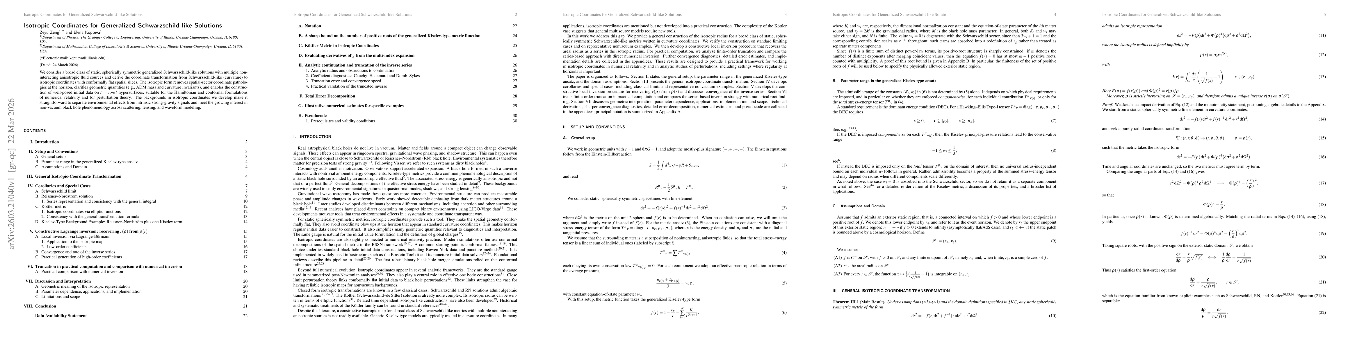Thumbnail for Isotropic Coordinates for Generalized Schwarzschild-like Solutions