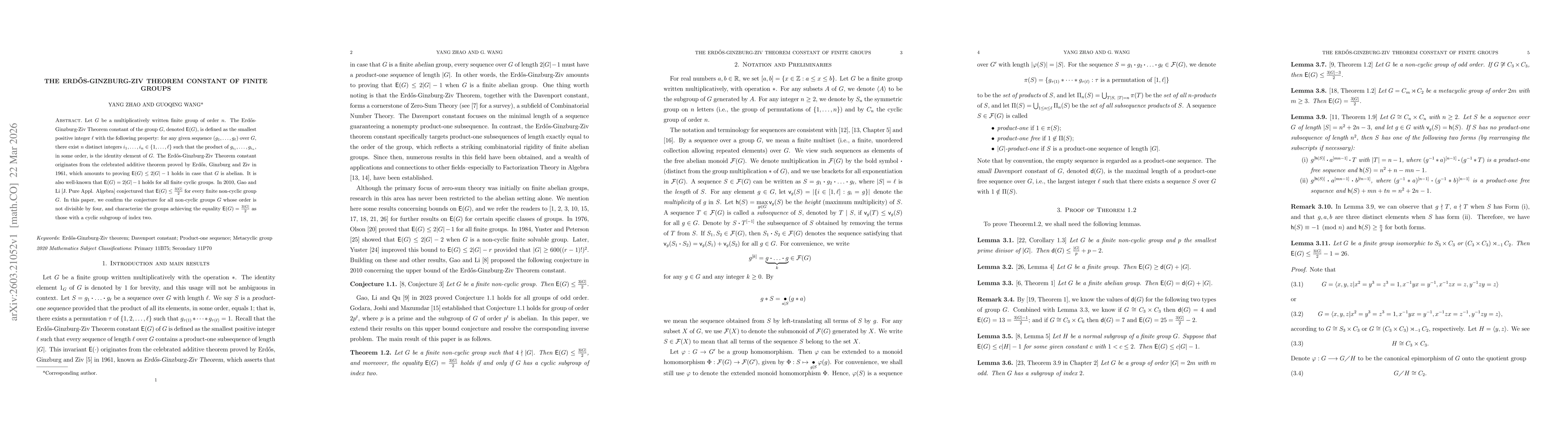 Thumbnail for The Erdős-Ginzburg-Ziv theorem constant of finite groups