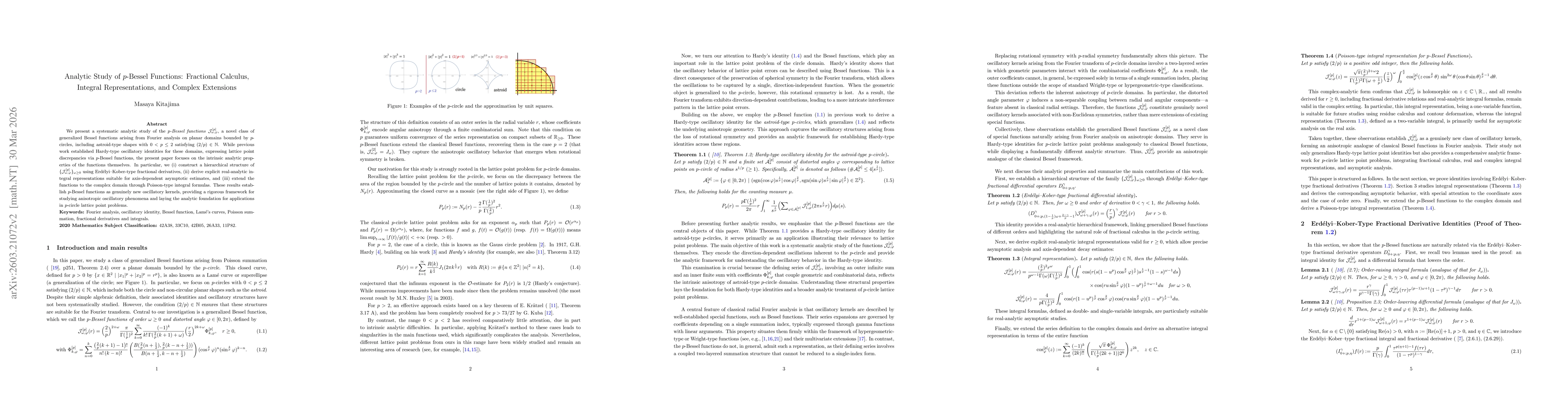 Thumbnail for Analytic Study of $p$-Bessel Functions: Fractional Calculus, Integral Representations, and Complex Extensions