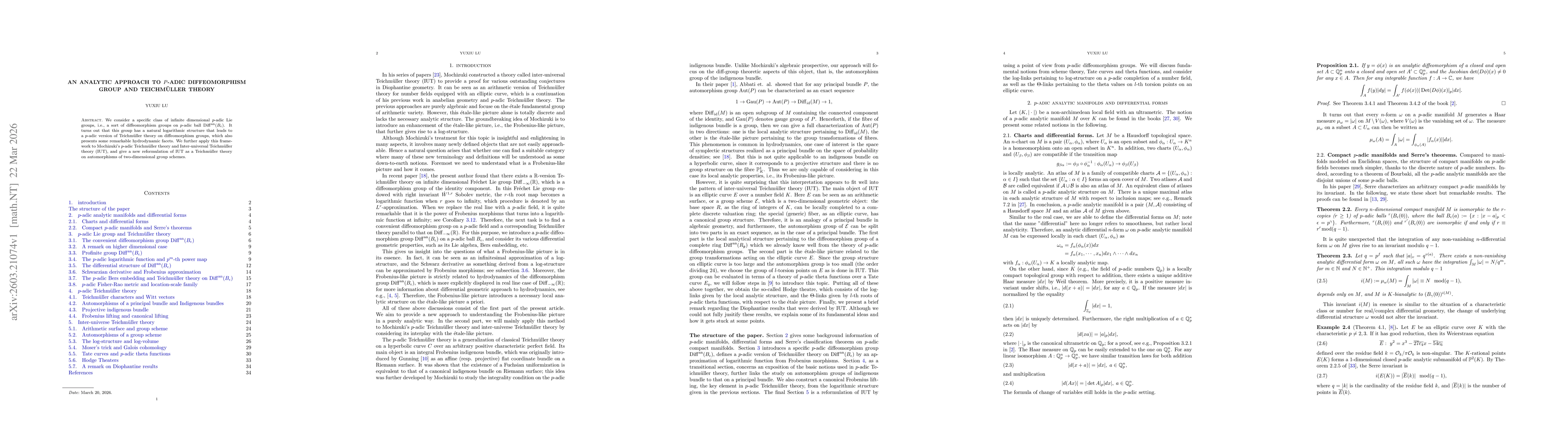 Thumbnail for An analytic approach to $P$-adic diffeomorphism group and Teichmüller theory