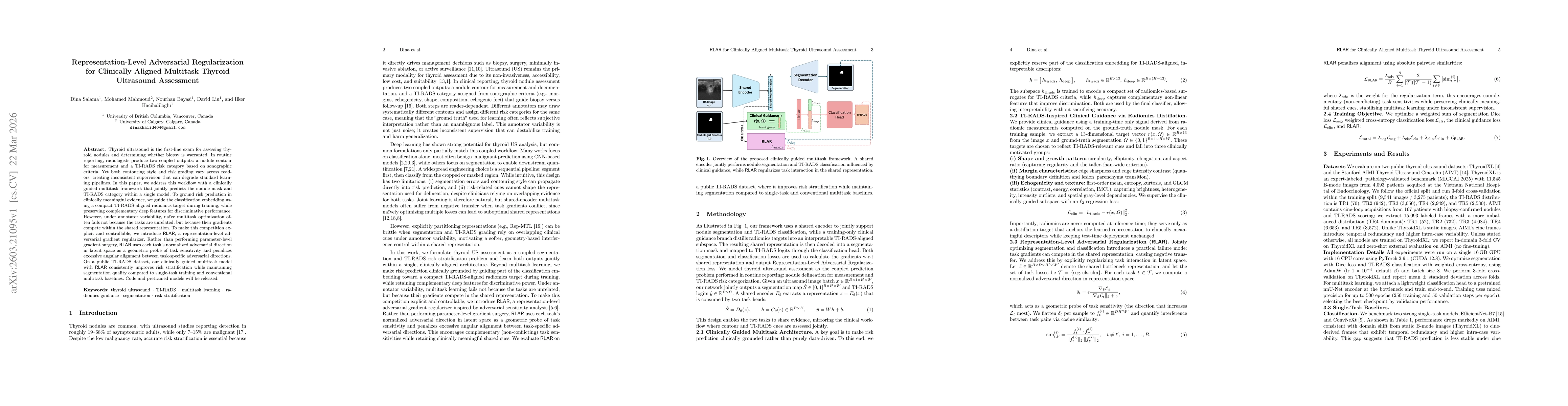 Thumbnail for Representation-Level Adversarial Regularization for Clinically Aligned Multitask Thyroid Ultrasound Assessment