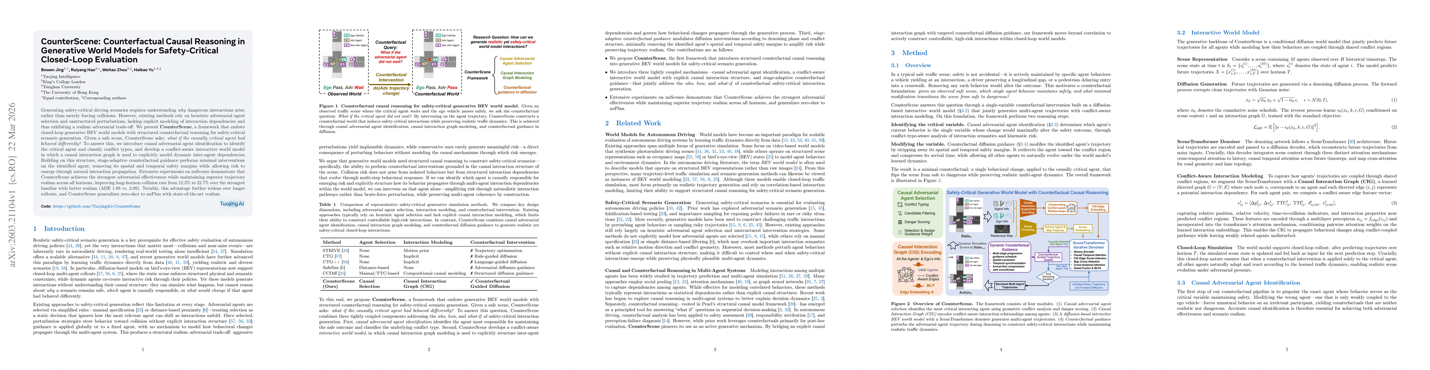 Thumbnail for CounterScene: Counterfactual Causal Reasoning in Generative World Models for Safety-Critical Closed-Loop Evaluation