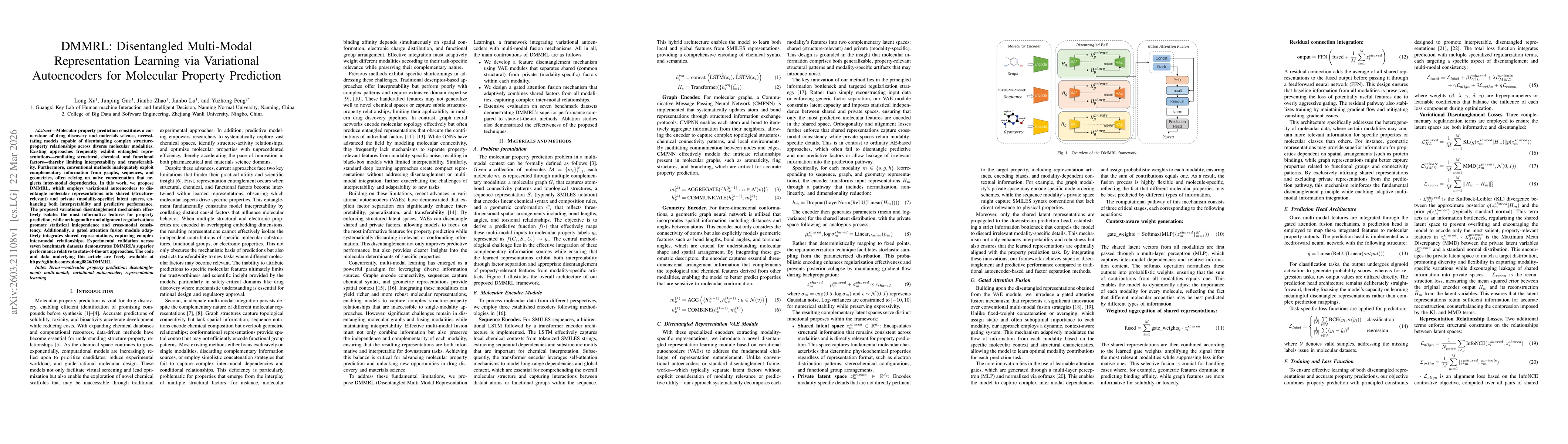Thumbnail for DMMRL: Disentangled Multi-Modal Representation Learning via Variational Autoencoders for Molecular Property Prediction