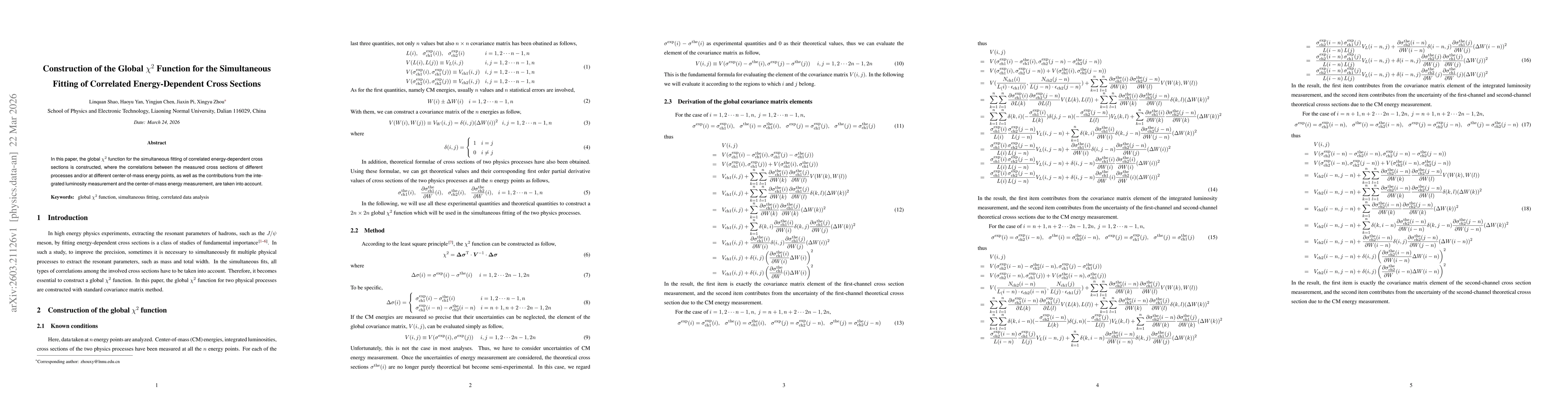 Thumbnail for Construction of the Global $χ^2$ Function for the Simultaneous Fitting of Correlated Energy-Dependent Cross Sections
