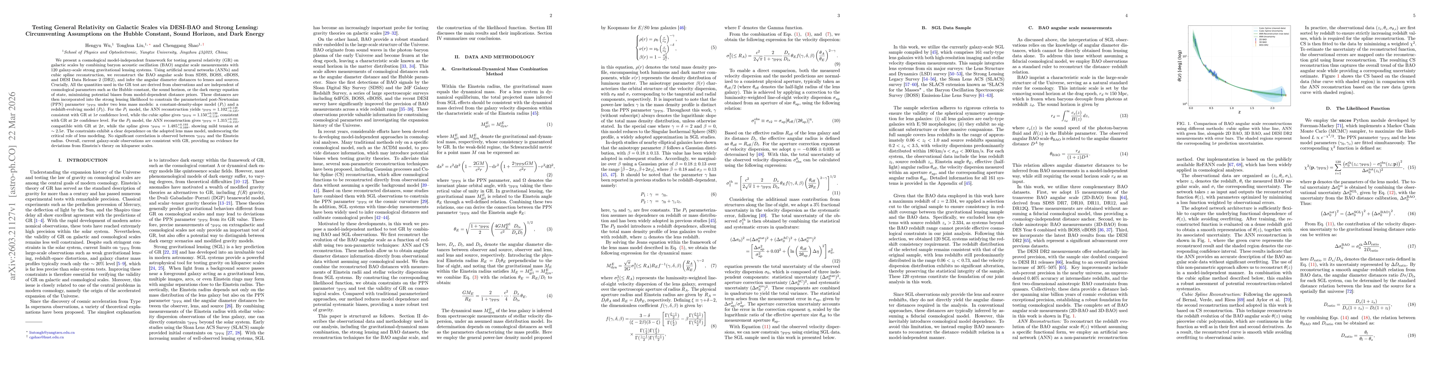 Thumbnail for Testing General Relativity on Galactic Scales via DESI-BAO and Strong Lensing: Circumventing Assumptions on the Hubble Constant, Sound Horizon, and Dark Energy