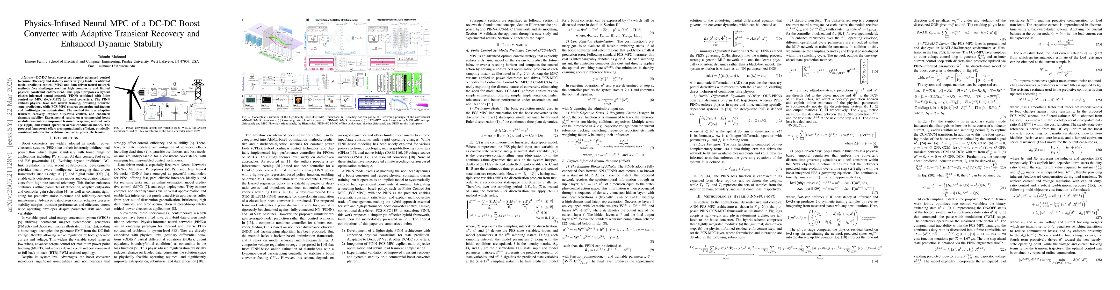 Thumbnail for Physics-Infused Neural MPC of a DC-DC Boost Converter with Adaptive Transient Recovery and Enhanced Dynamic Stability