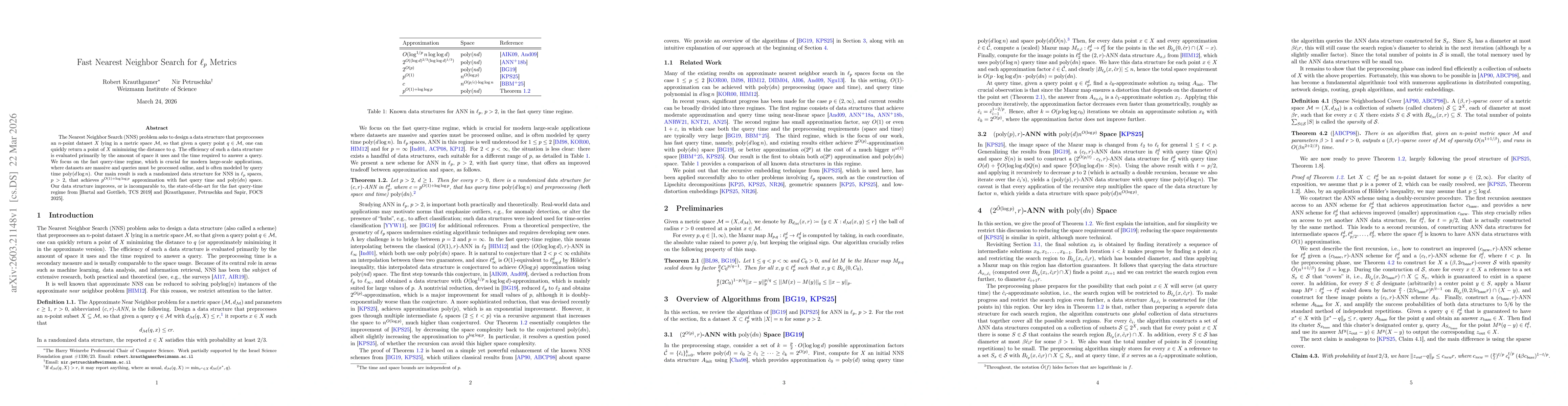 Thumbnail for Fast Nearest Neighbor Search for $\ell_p$ Metrics