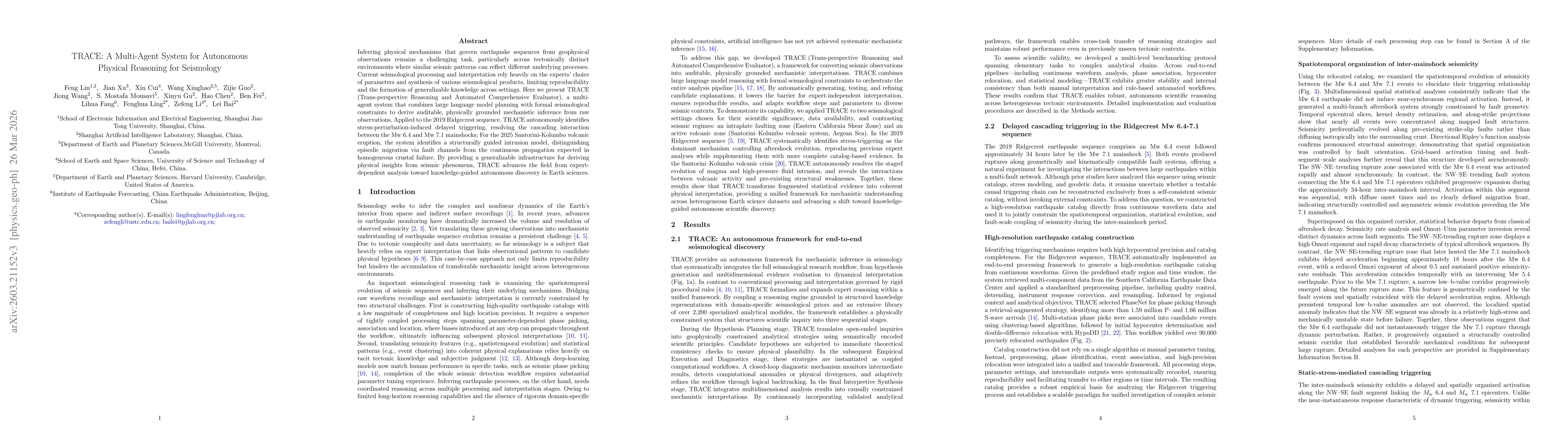 Thumbnail for TRACE: A Multi-Agent System for Autonomous Physical Reasoning in Seismological Science