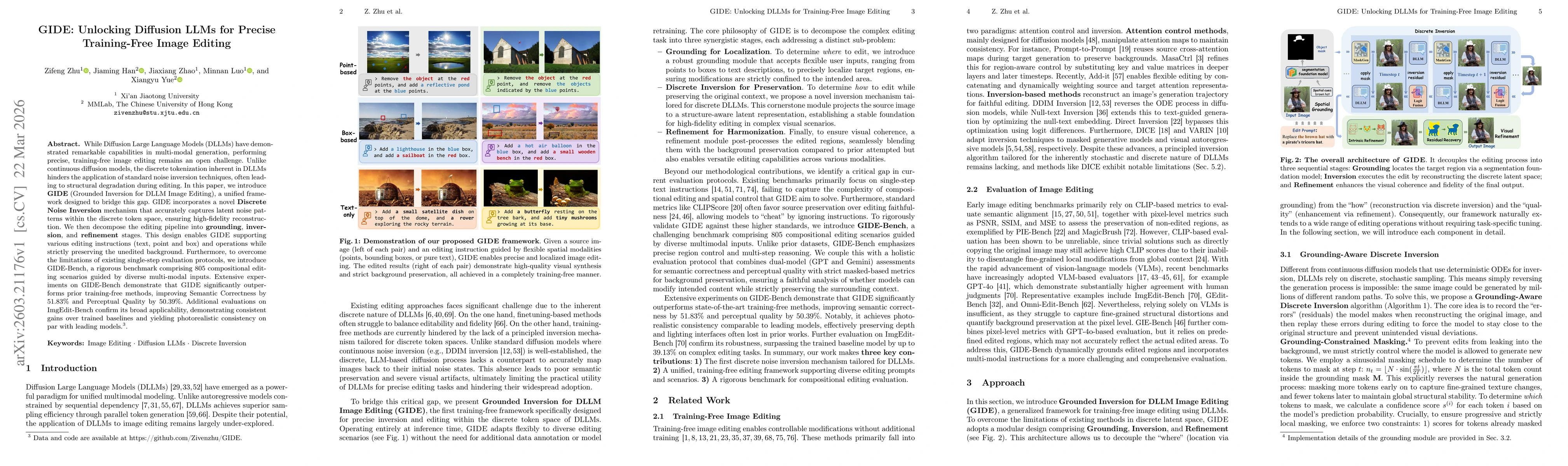 Thumbnail for GIDE: Unlocking Diffusion LLMs for Precise Training-Free Image Editing