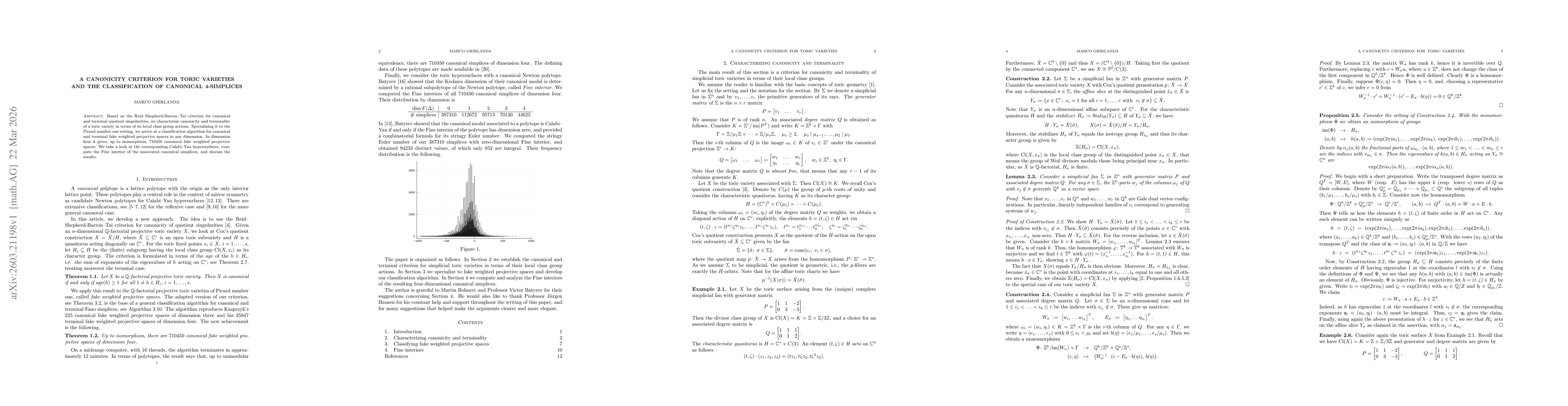 Thumbnail for A canonicity criterion for toric varieties and the classification of canonical 4-simplices