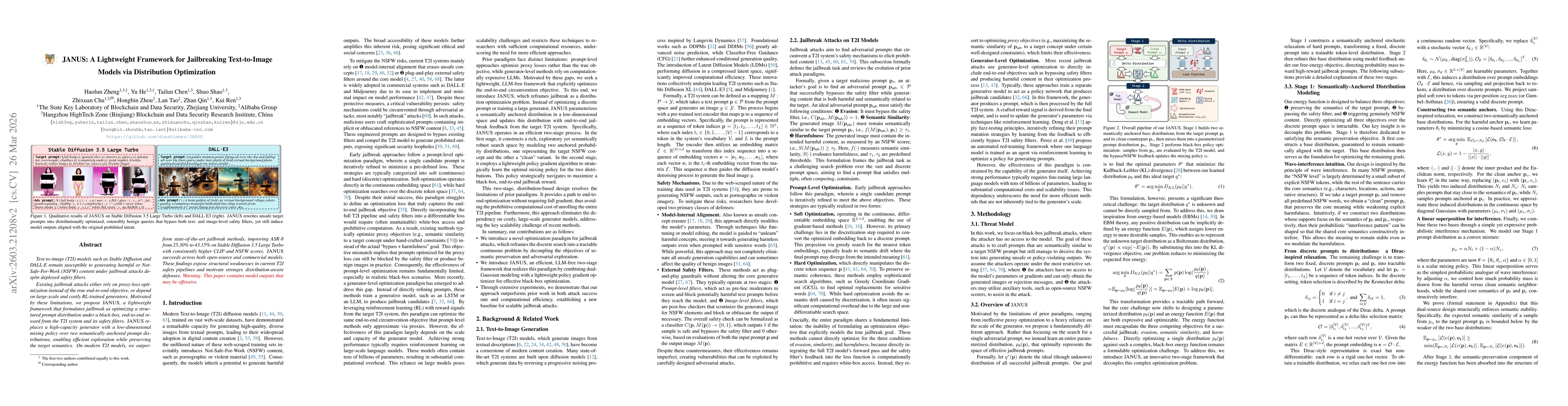 Thumbnail for JANUS: A Lightweight Framework for Jailbreaking Text-to-Image Models via Distribution Optimization