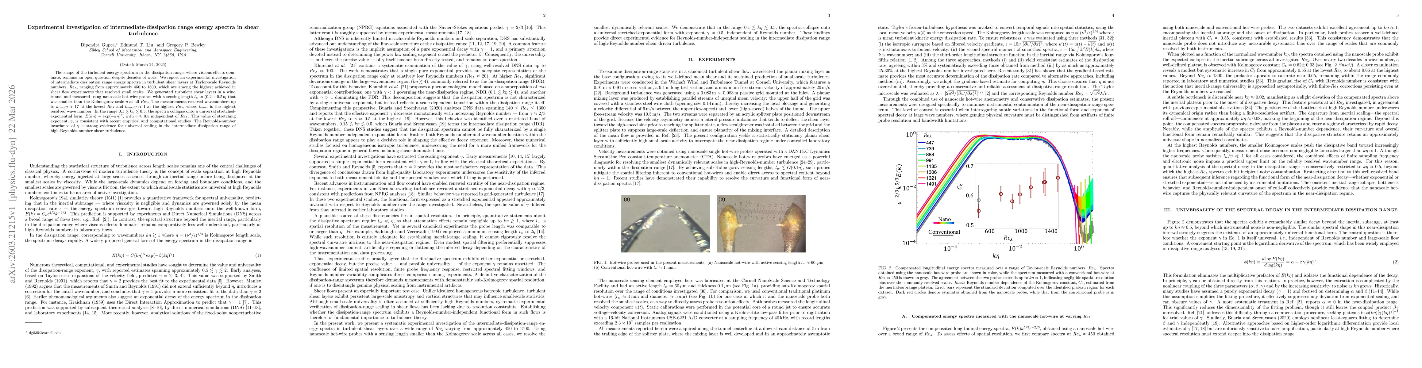 Thumbnail for Experimental investigation of intermediate-dissipation range energy spectra in shear turbulence