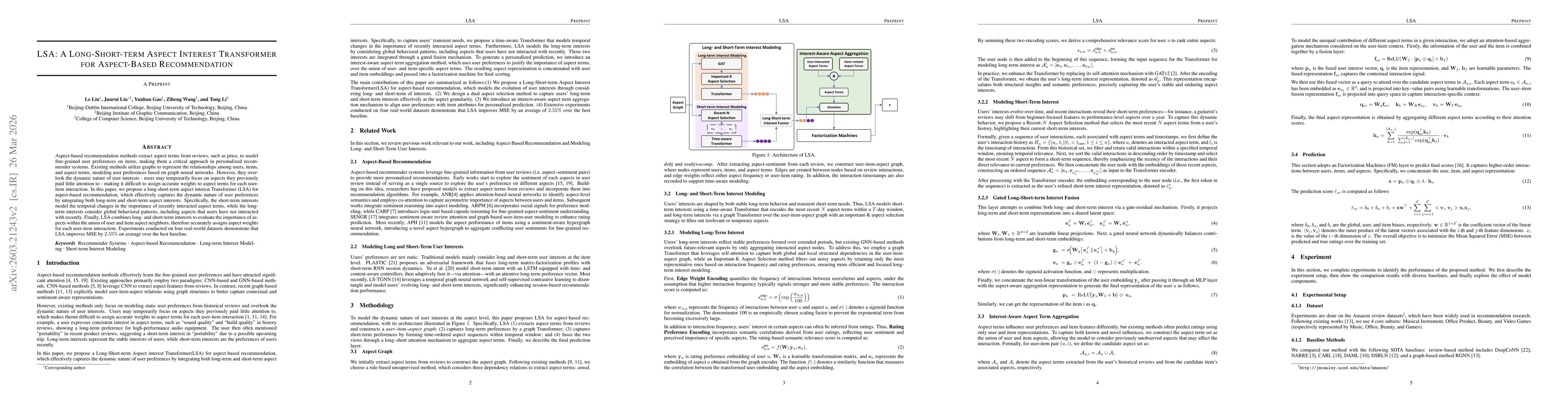 Thumbnail for LSA: A Long-Short-term Aspect Interest Transformer for Aspect-Based Recommendation