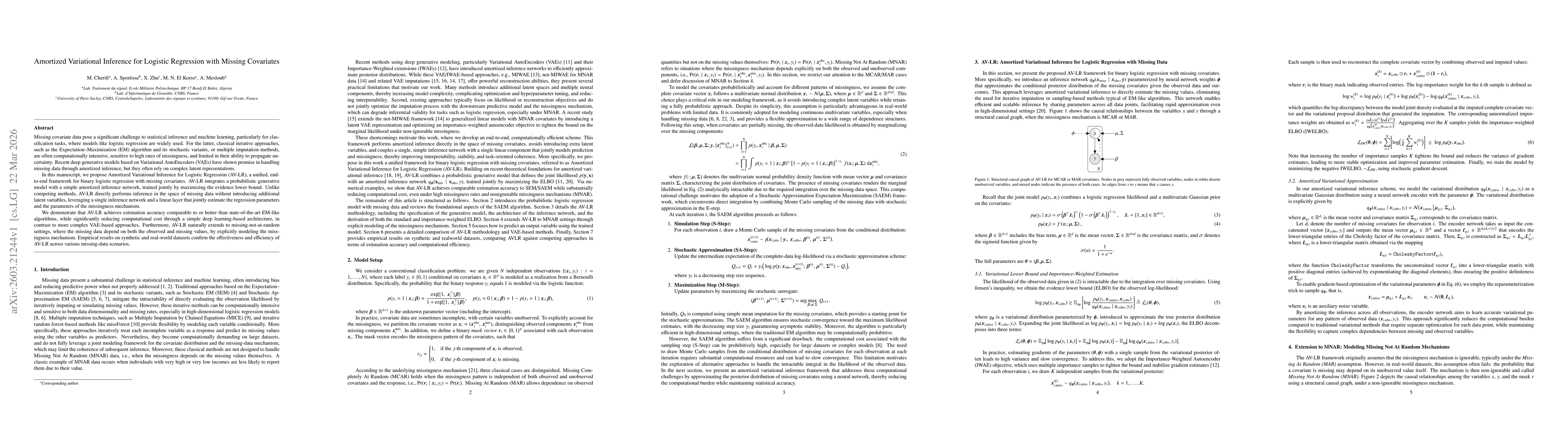 Thumbnail for Amortized Variational Inference for Logistic Regression with Missing Covariates
