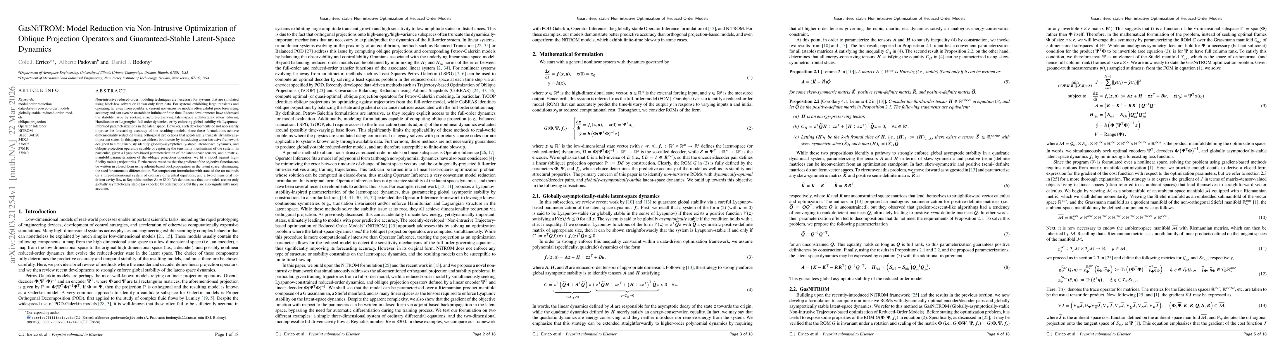 Thumbnail for GasNiTROM: Model Reduction via Non-Intrusive Optimization of Oblique Projection Operators and Guaranteed-Stable Latent-Space Dynamics