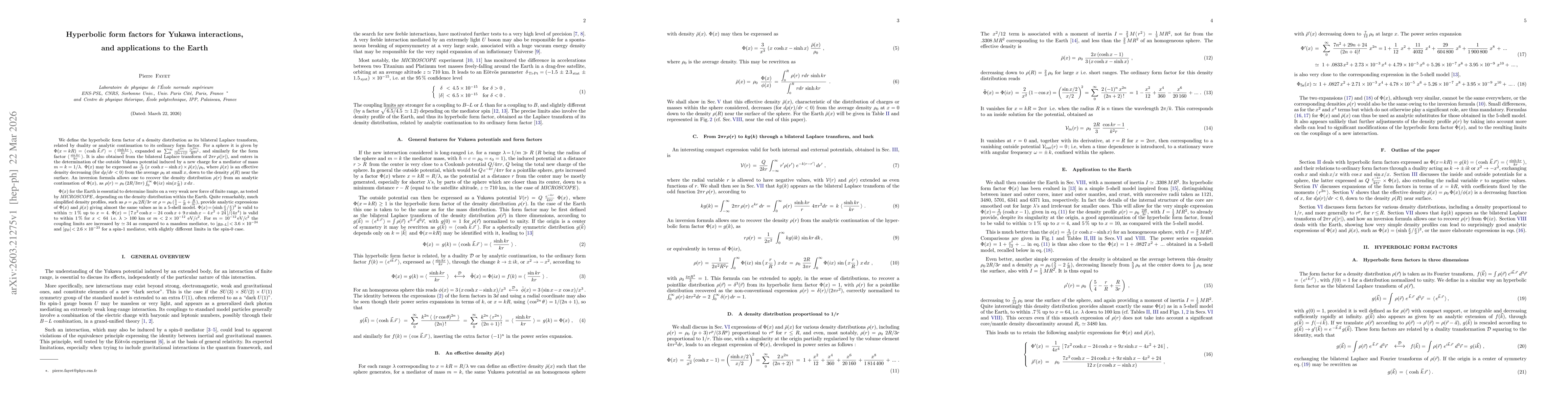 Thumbnail for Hyperbolic form factors for Yukawa interactions, and applications to the Earth