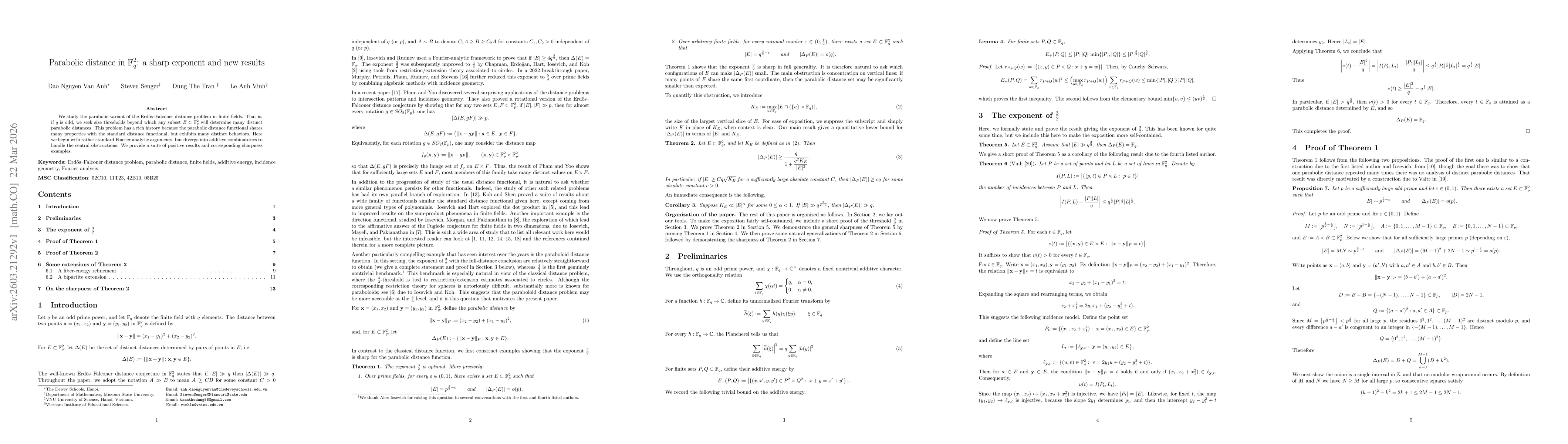 Thumbnail for Parabolic distance in $\mathbb F_q^2$: a sharp exponent and new results