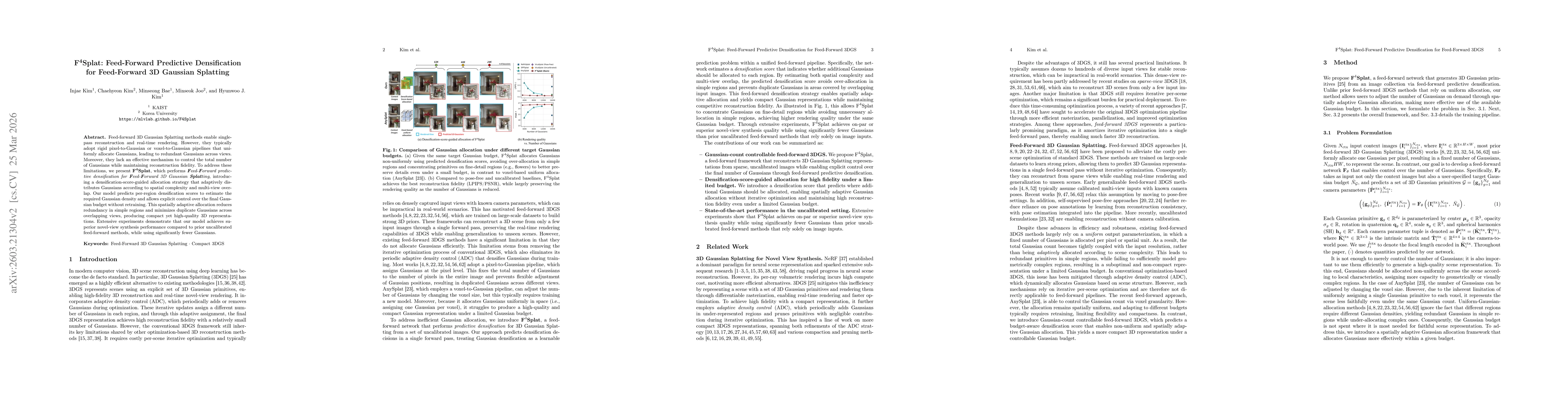 Thumbnail for F4Splat: Feed-Forward Predictive Densification for Feed-Forward 3D Gaussian Splatting