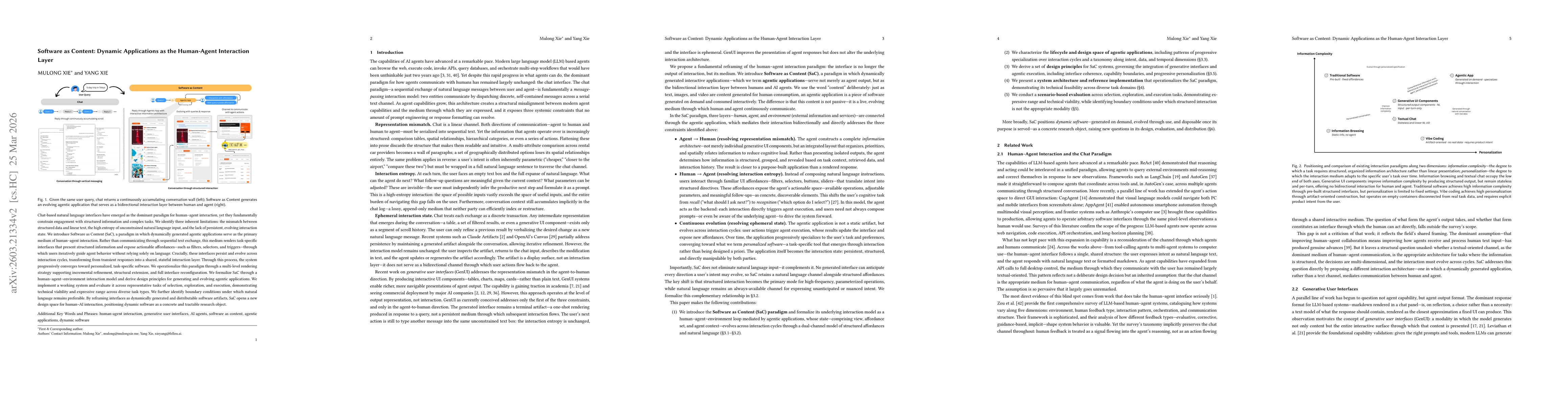 Thumbnail for Software as Content: Dynamic Applications as the Human-Agent Interaction Layer