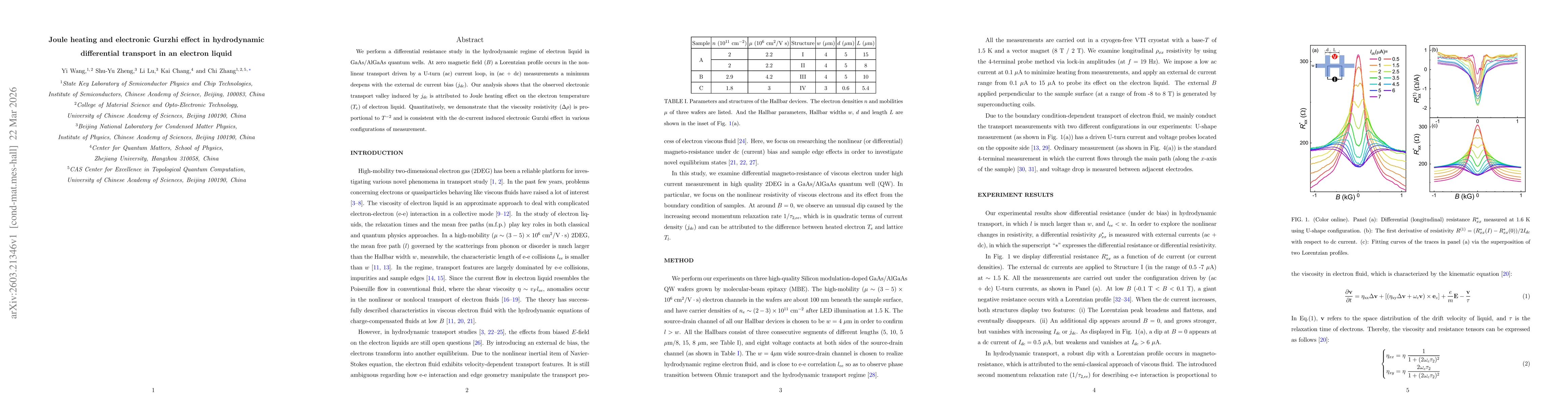 Thumbnail for Joule heating and electronic Gurzhi effect in hydrodynamic differential transport in an electron liquid