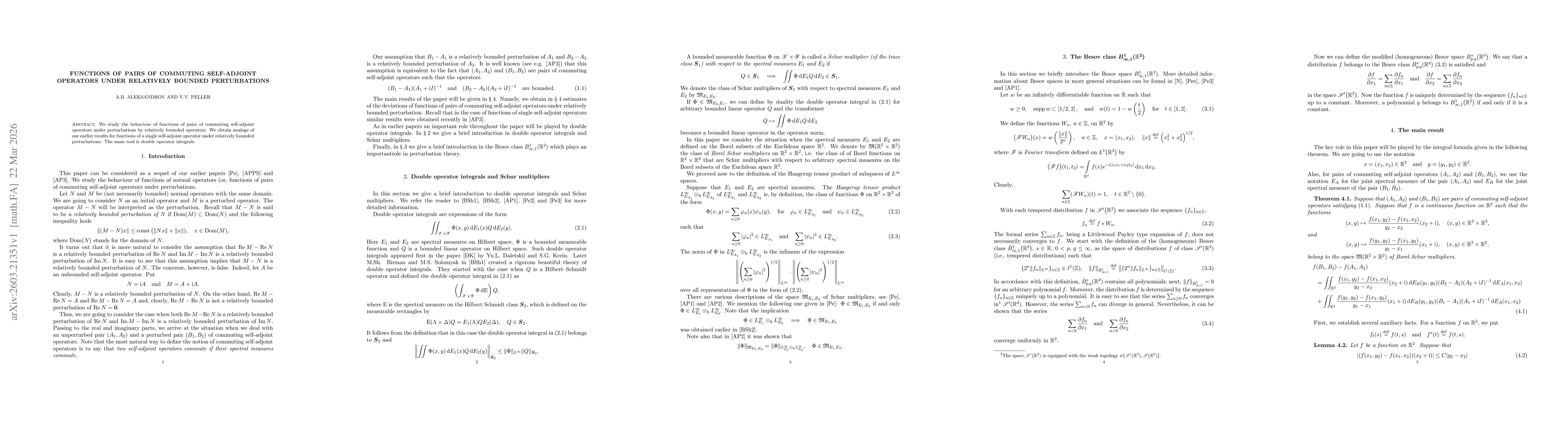 Thumbnail for Functions of pairs of commuting self-adjoint operators under relatively bounded perturbations