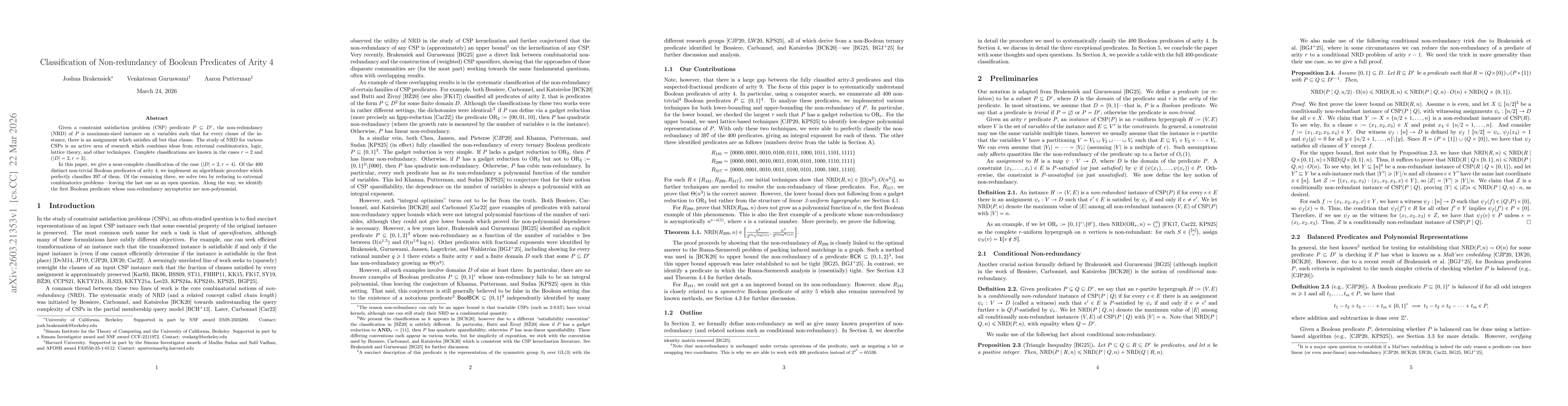 Thumbnail for Classification of Non-redundancy of Boolean Predicates of Arity 4