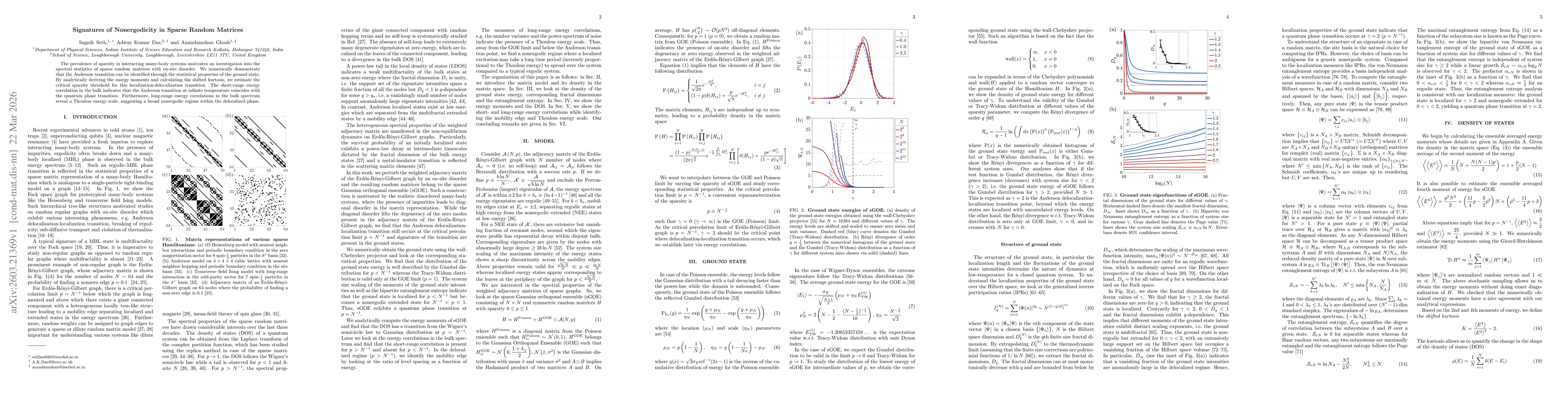 Thumbnail for Signatures of Nonergodicity in Sparse Random Matrices