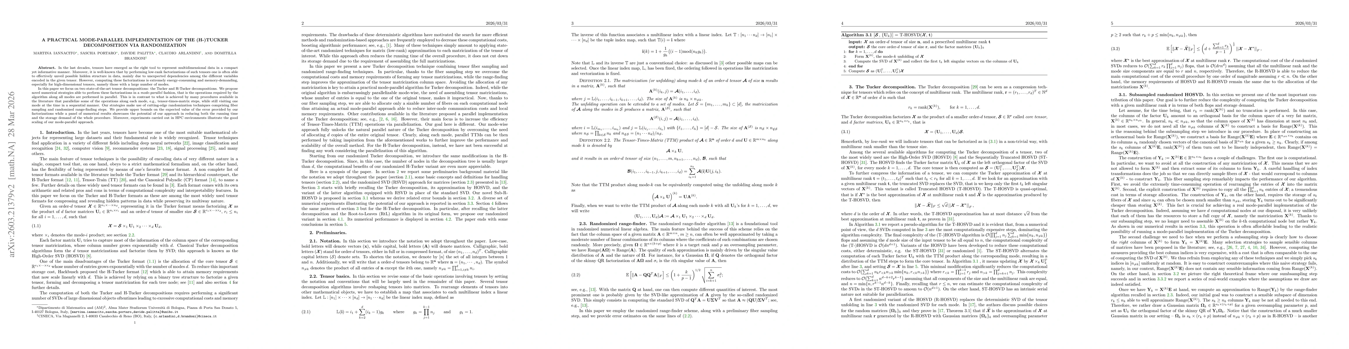 Thumbnail for A Practical Mode-parallel Implementation of the (H-)Tucker Decomposition via Randomization